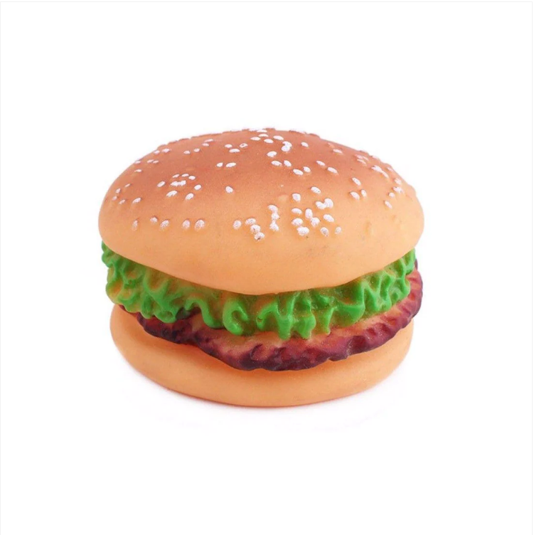 Squeezy Silicone Hamburger Pet Puppy/Dog Chew Toy