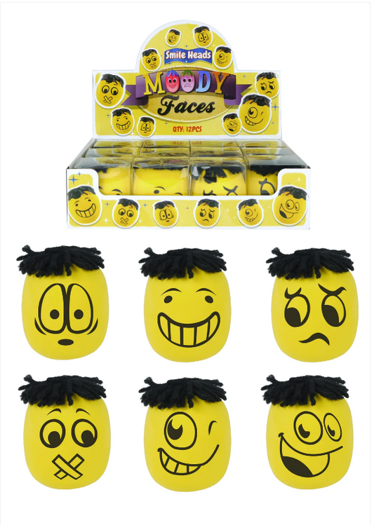 Squishy Slow Rising Stretchy Moody Face Stress Ball With Hair 6cm