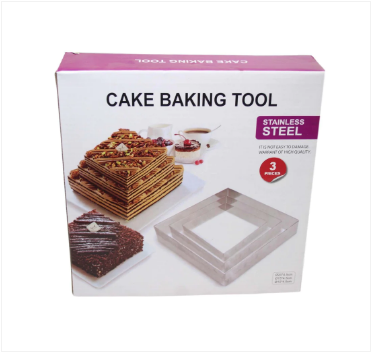 Stainless Steel Cake Baking Tool 3 Pack Square Large Medium Small Cake Bake