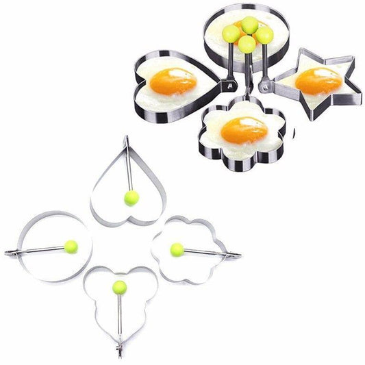 Stainless Steel Fried Egg Mould Heart Round Flower & Bear Shapes