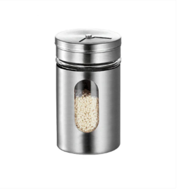 Stainless Steel Glass Salt Pepper Spice Jar 8 x 5cm