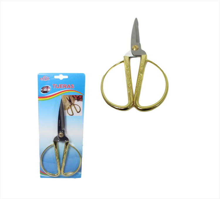 Stainless Steel Gold Plated Scissors Traditional Sewing Cutting Scissors 19cm