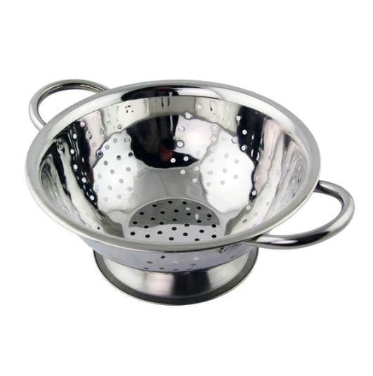 Stainless Steel Kitchen Colander Drainer Strainer With Handle Food Prep 24cm