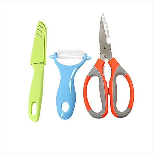 Stainless Steel Kitchen Gadget Set, Knife, Scissors and Grater