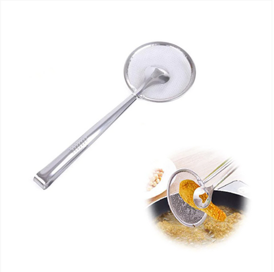 Stainless Steel Oil Filter Spoon With Clip Colander Oil Frying