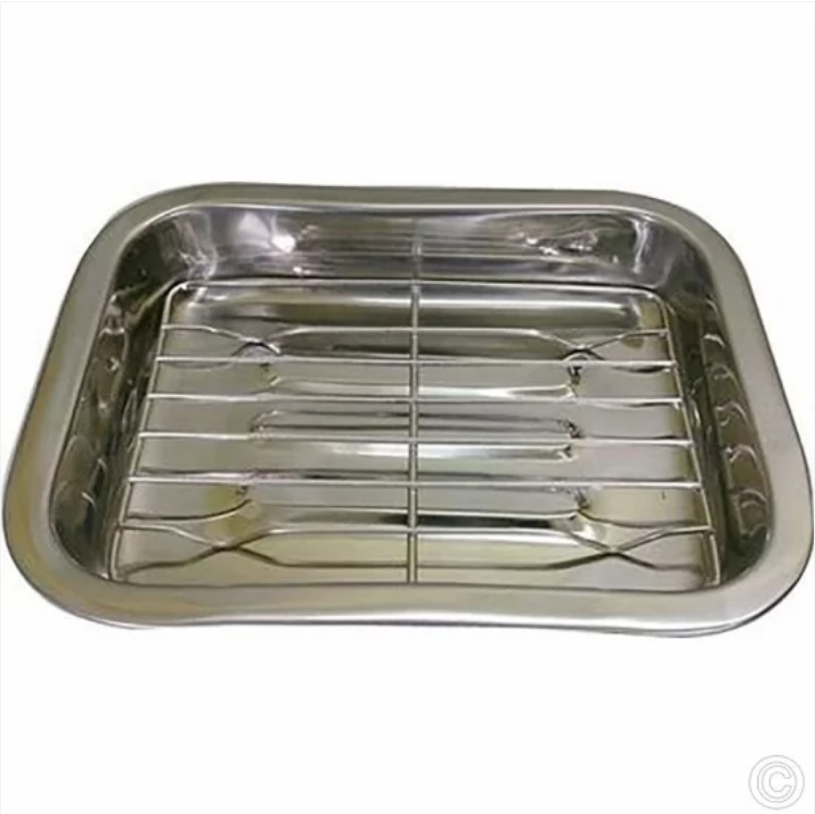 Stainless Steel Roasting Lasagne Tray with Handles and Rack 35cm