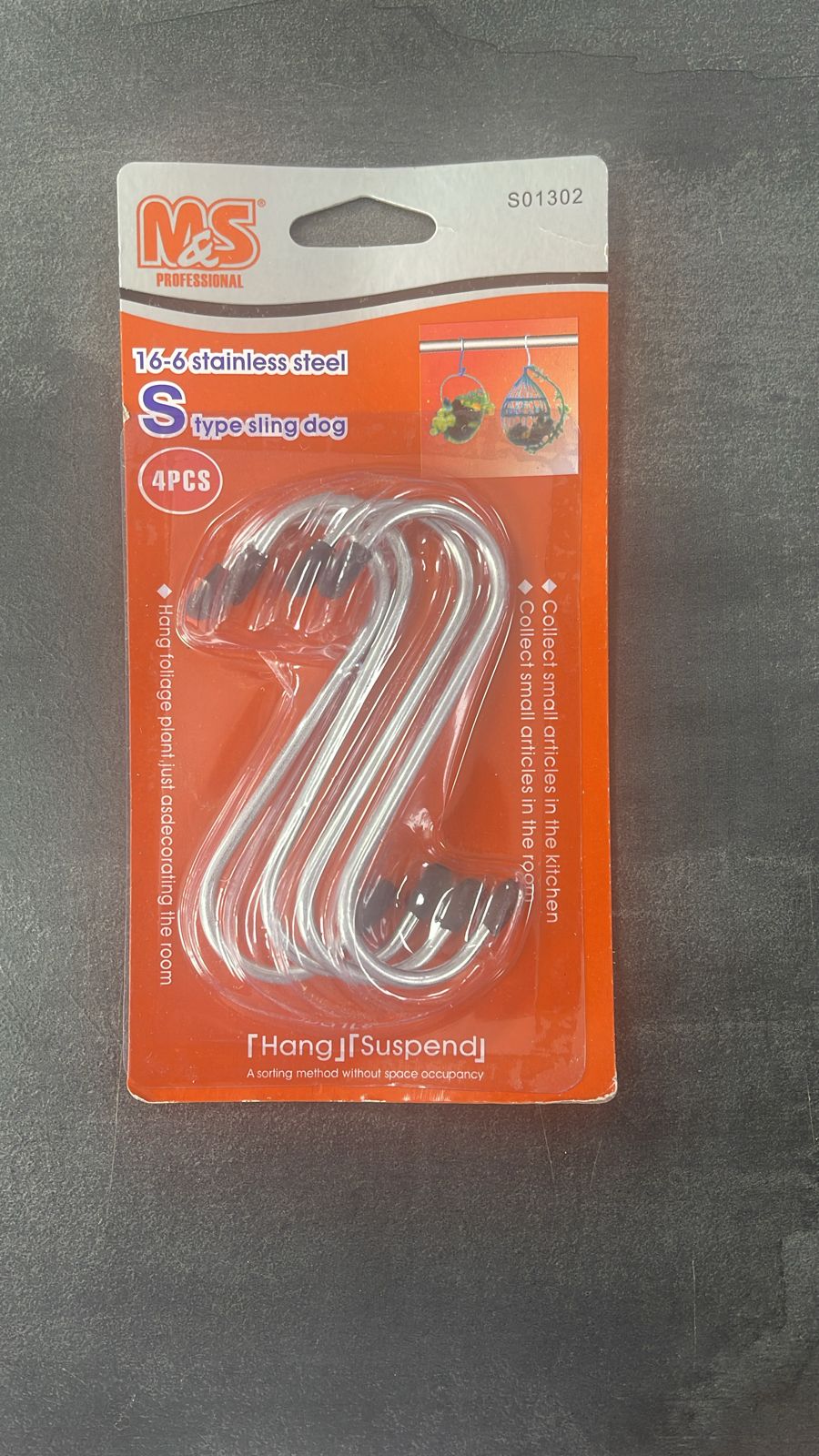 Stainless Steel S Hooks for Hanging 4PCS