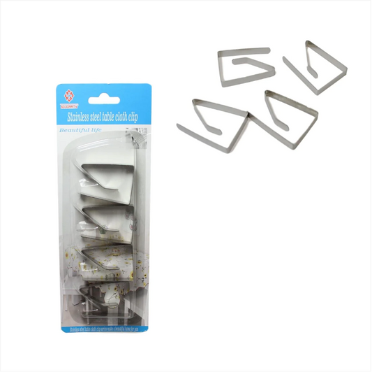 Stainless Steel Table Cloth Clips 4.5 x 4.5 x 1.8 cm Pack of 4