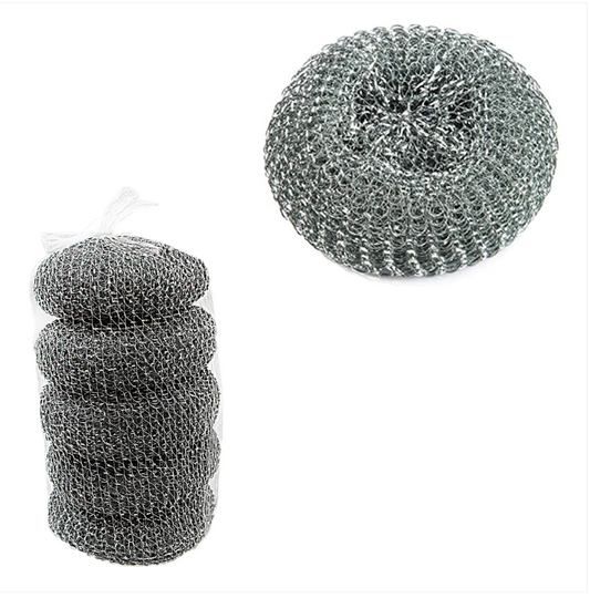 Stainless Steel Tough Cleaning Washing Up Scourer Scouring Pad 4 Pack