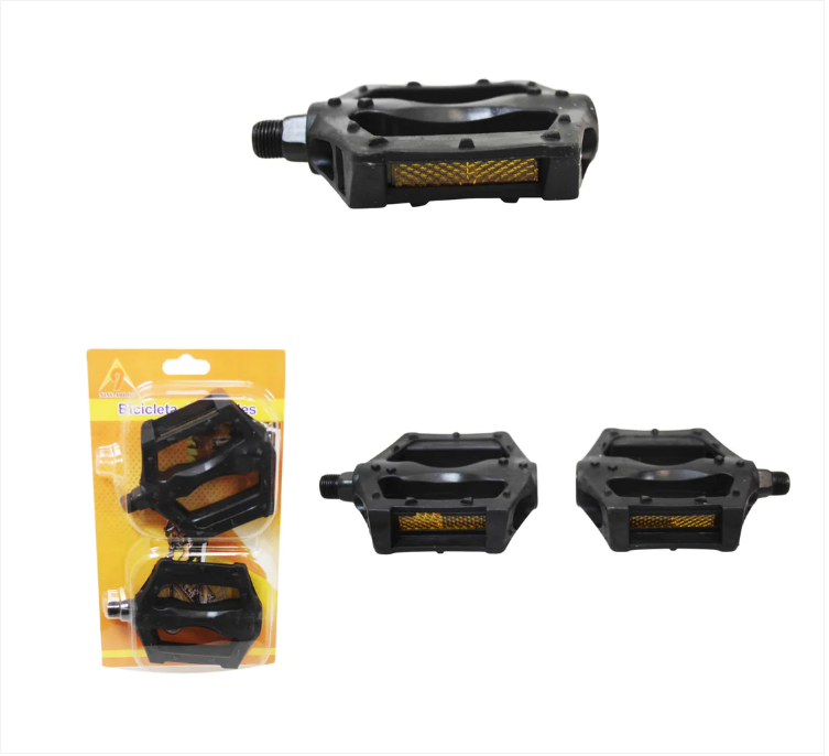 Standard Bike Pedals Plastic Bicycle Pedals With Reflective Safety Strip 10 x 8cm