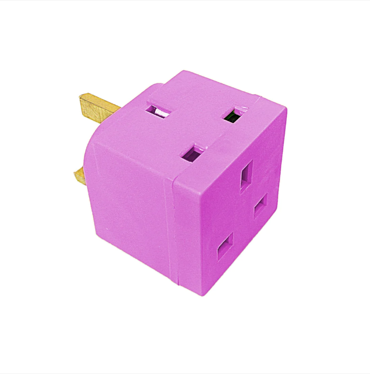 Status 2 Way Non Fused Adaptor African Violet In Colour CDU Home Diy