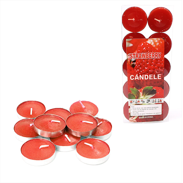 Strawberry Scented Plain Wax Tealight Candles 10 Pack