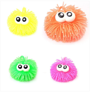 Stress Puffer Balls With Bulging Eyes Squidgy Squeezy Play Sensory Toy x 2