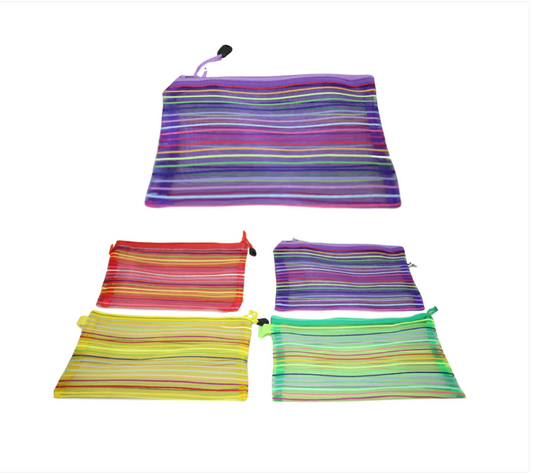 Stripey Colourful Utensils Toiletry Plastic Bag 29 x 22 cm Assorted Colours