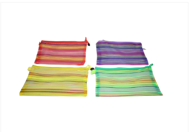 Stripey Colourful Utensils Toiletry Plastic Bag 29 x 22 cm Assorted Colours