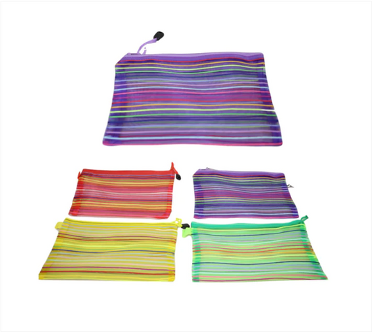 Stripy Colourful Utensils Toiletry Plastic Bag 4 Colours Available 22 x 18cm