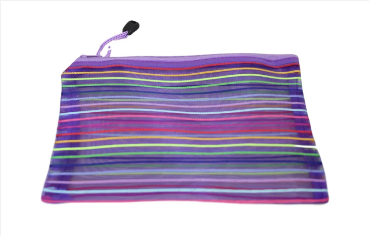 Stripy Colourful Utensils Toiletry Plastic Bag 4 Colours Available 22 x 18cm