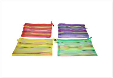 Stripy Colourful Utensils Toiletry Plastic Bag 4 Colours Available 22 x 18cm