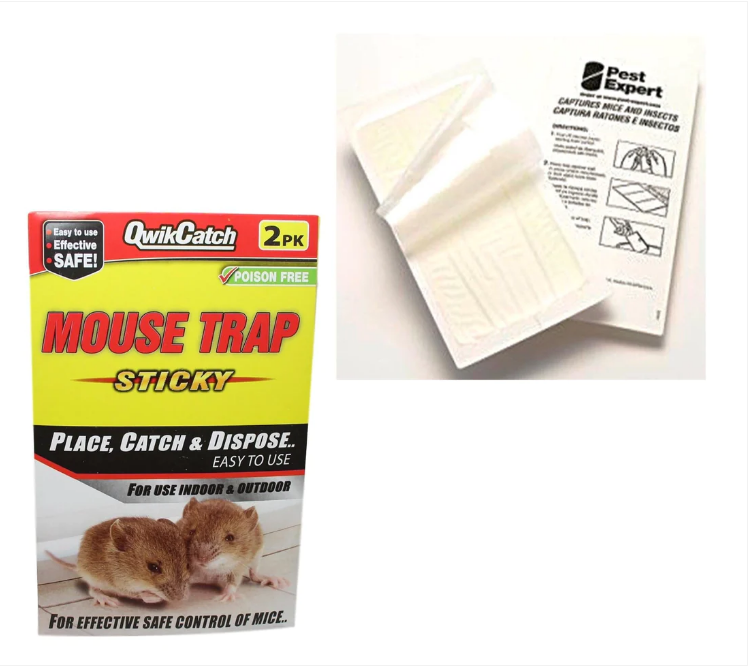 Strong & Sticky Mouse Trap Indoor Outdoor Glue Traps 2 Glue Mats 21cm x 14cm