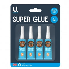 Super Glue 3g, 4pk