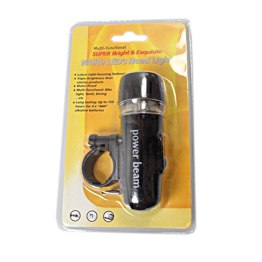 Super White LED Bike Headlight Torch Outdoor Requires Batteries