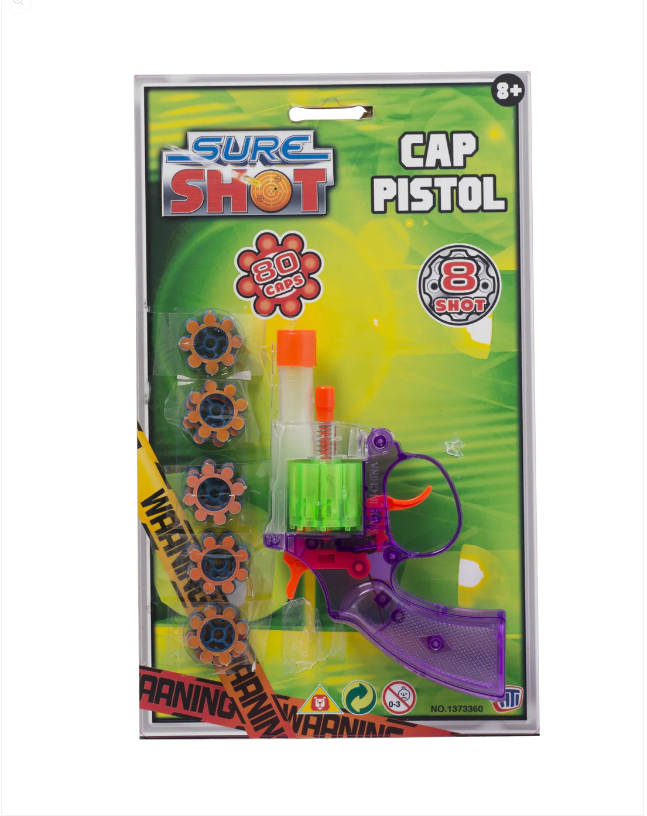 Sure Shot Kids 8 Shot Cap Pistol Toy Reload Action 80 Caps