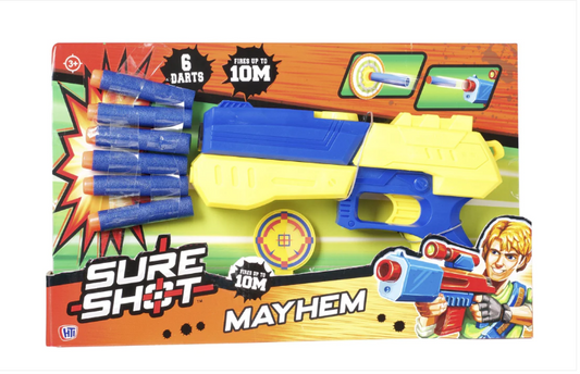 Sure Shot Kids Mayhem Pump Foam Blaster Dart Strike 6 Darts