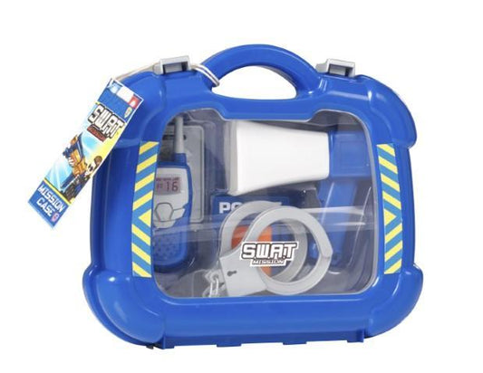 Swat Mission Kids Boys Pretend Playing Police Briefcase Full Set Blue