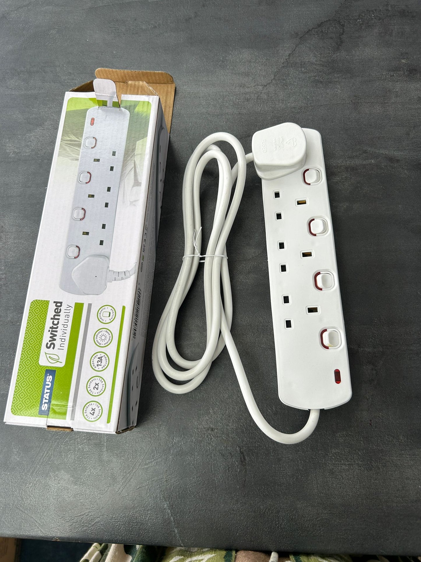 Switched Individually Extension 13A 4 Sockets With Neon Indicator