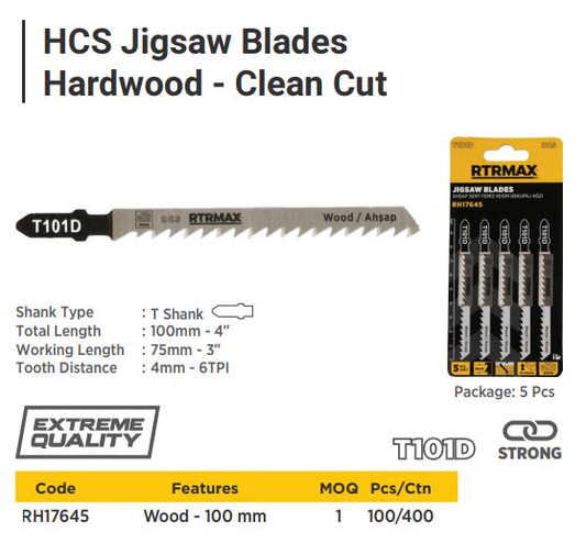 T101D HCS JIGSAW BLADE (PACK OF 5) RTRMAX