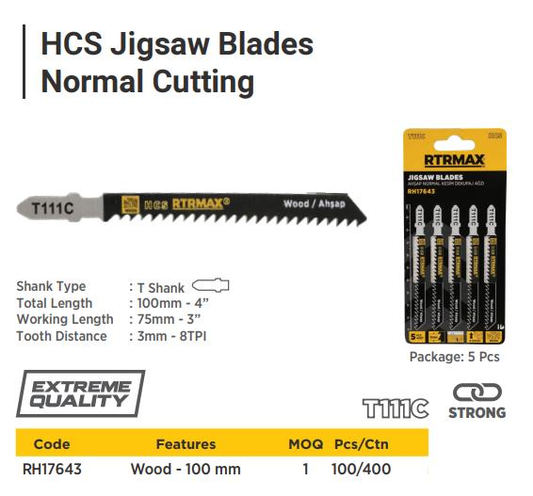 T111C HSC JIGSAW BLADE (PACK OF 5) RTRMAX