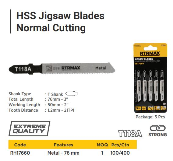 T118A HSS JIGSAW BLADE (PACK OF 5) RTRMAX