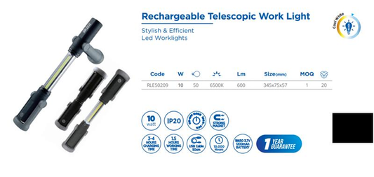 TELESCOPIC WORK LIGHT, 1*10w COB, 600LM, 220-240V