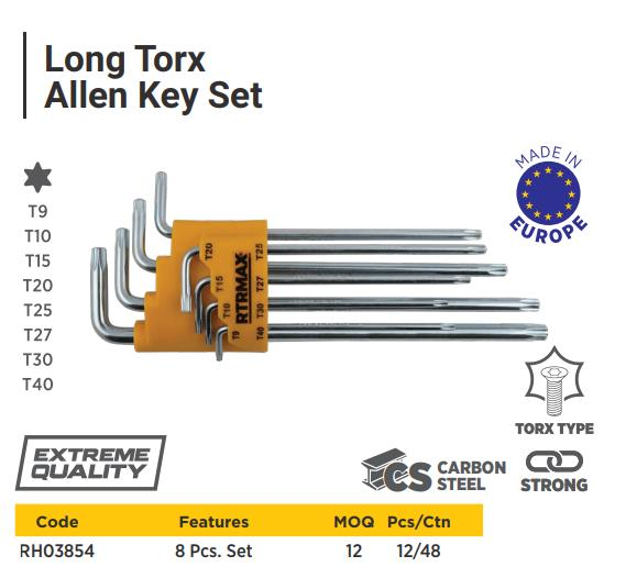 TORX ALLEN KEY LONG 8 SET RTRMAX