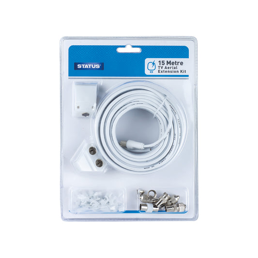 TV 15 Mtr Aerial Extensions Kit Adaptor - White - 1 pk - in a Blister Card