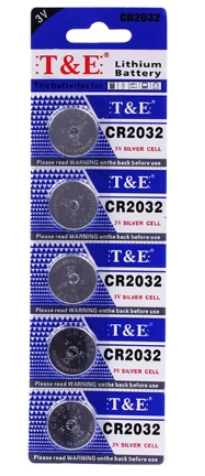 T&E Lithium 3V Silver Cell Coin Battery CR2032 Pack of 5