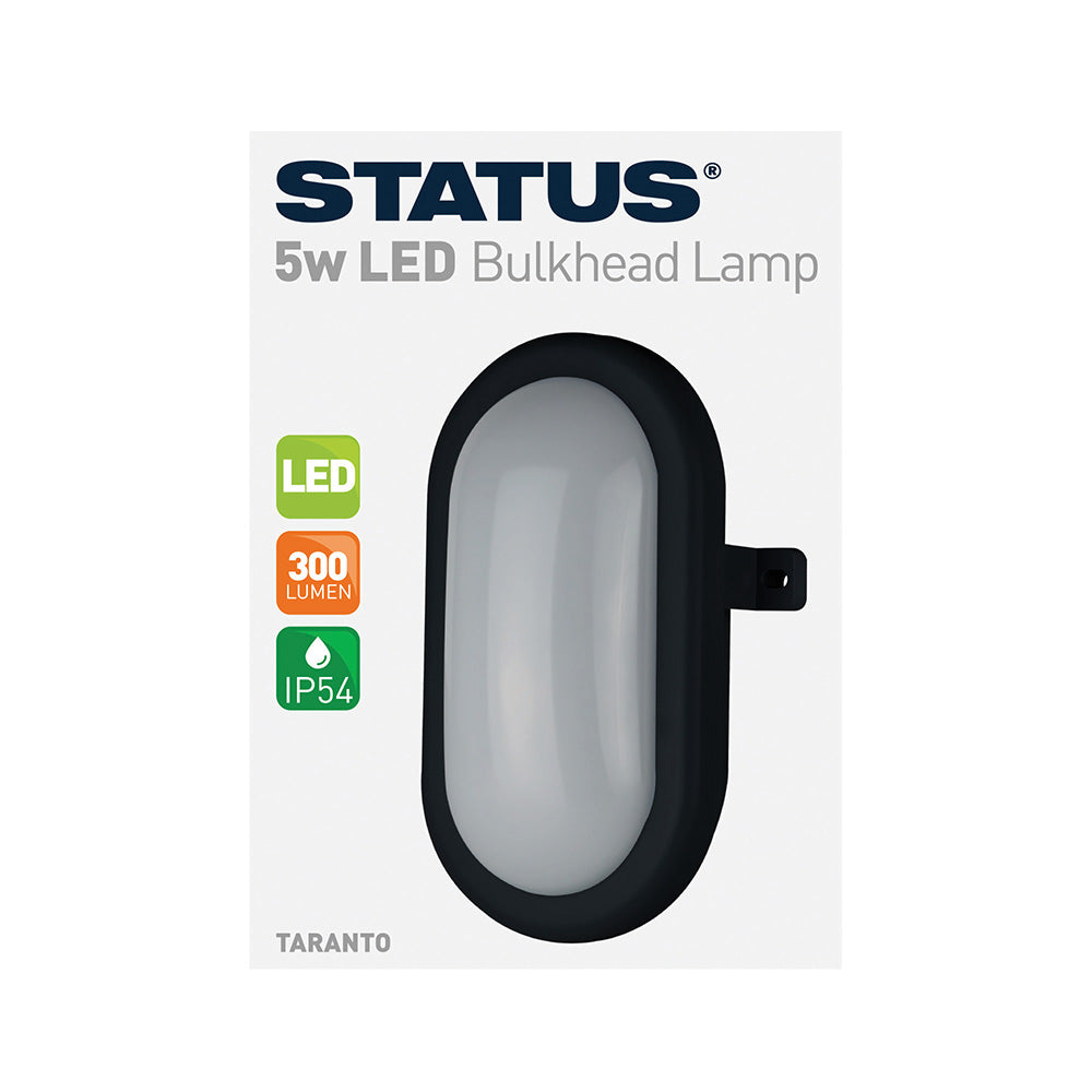 Taranto - 5w LED - Black - Bulk Head Fitting - 1 pk - in Glossy Retail Box