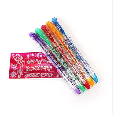 Tattoo Gel Pens Childrens Fun Art and Crafts Pens 2 Stencil Tattoo and 5 Gel Pens