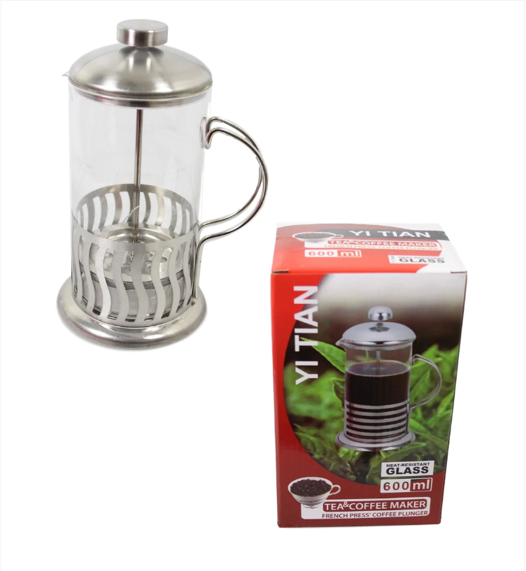 Tea And Coffee Maker French Press Coffee Plunger Heat Resistant 600ml