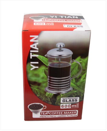 Tea And Coffee Maker French Press Coffee Plunger Heat Resistant 600ml