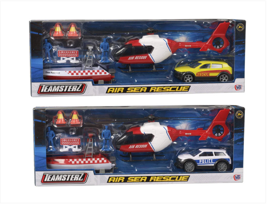 Teamsterz Air Sea Rescue Play Toy Game Helicopter Rescue Boat Rescue Jeep Set