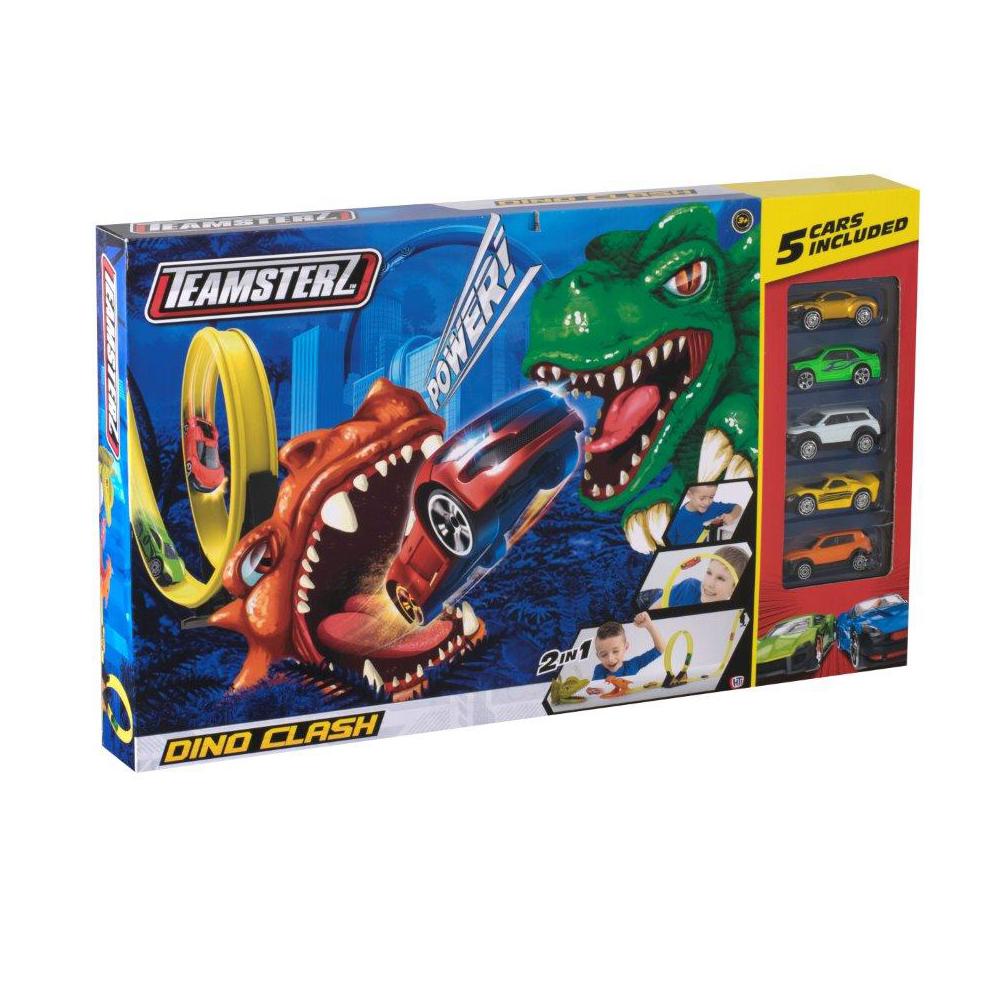 Teamsterz Dino Clash 2 In 1 Playset With 5 Cars