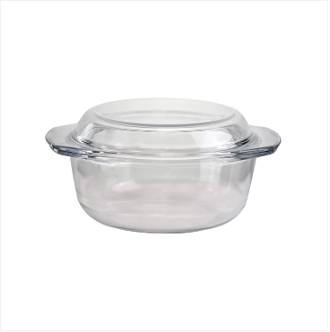 Tempered Glass Casserole Curry Stock Pot With Round Lid 2.5 Litre