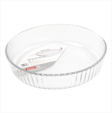 Tempered Glass Round Flan Tray Baking Cooking Dish 2 Litre 26 x 6cm