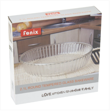 Tempered Glass Round Flan Tray Baking Cooking Dish 2 Litre 26 x 6cm