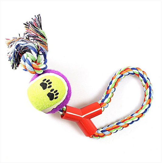 Tennis Ball Rope Fetch, Chew & Bite Toys, For Dogs & Puppies Cotton Blend