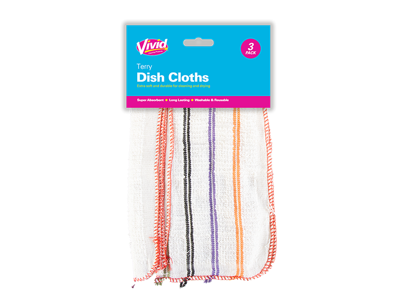 Terry Dish Cloths 3pk