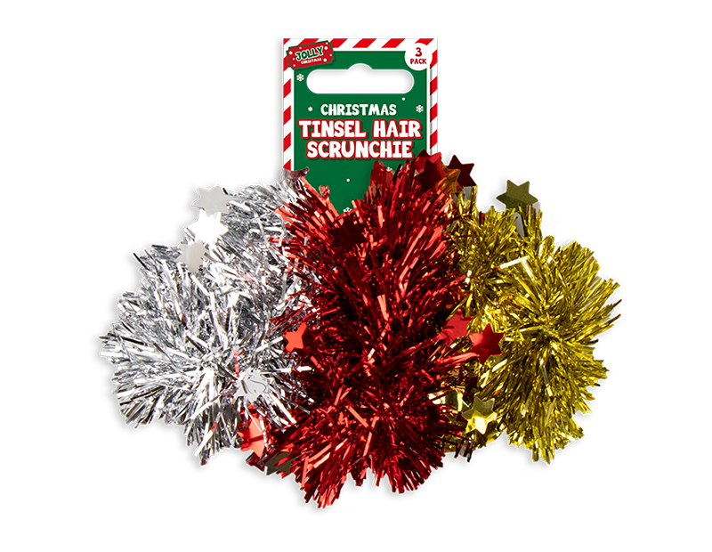 Tinsel Hair Scrunchies 3pk