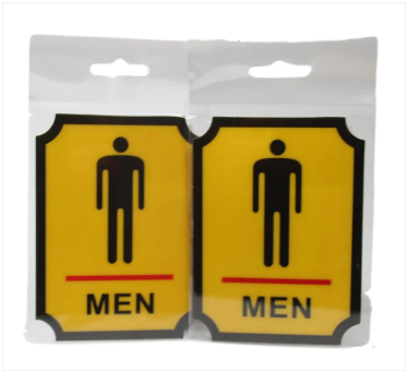 Toilet Door Signage Men Sign Adhesive Sticker 12cm x 9cm