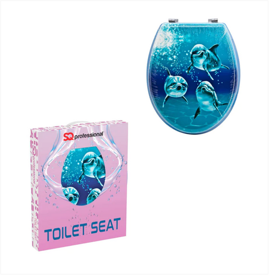 Toilet Seat Aquatic Dolphin Trio Sitting Toilet Seat (W) 36mm x (L) 43cm